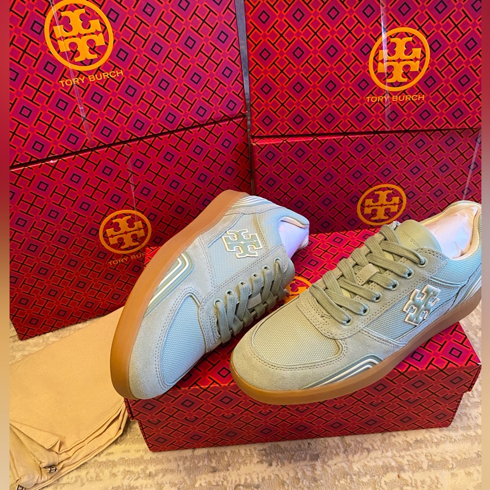 Tory Burch Clover Court Nylon/Suede Sneakers - Picture 3 of 10
